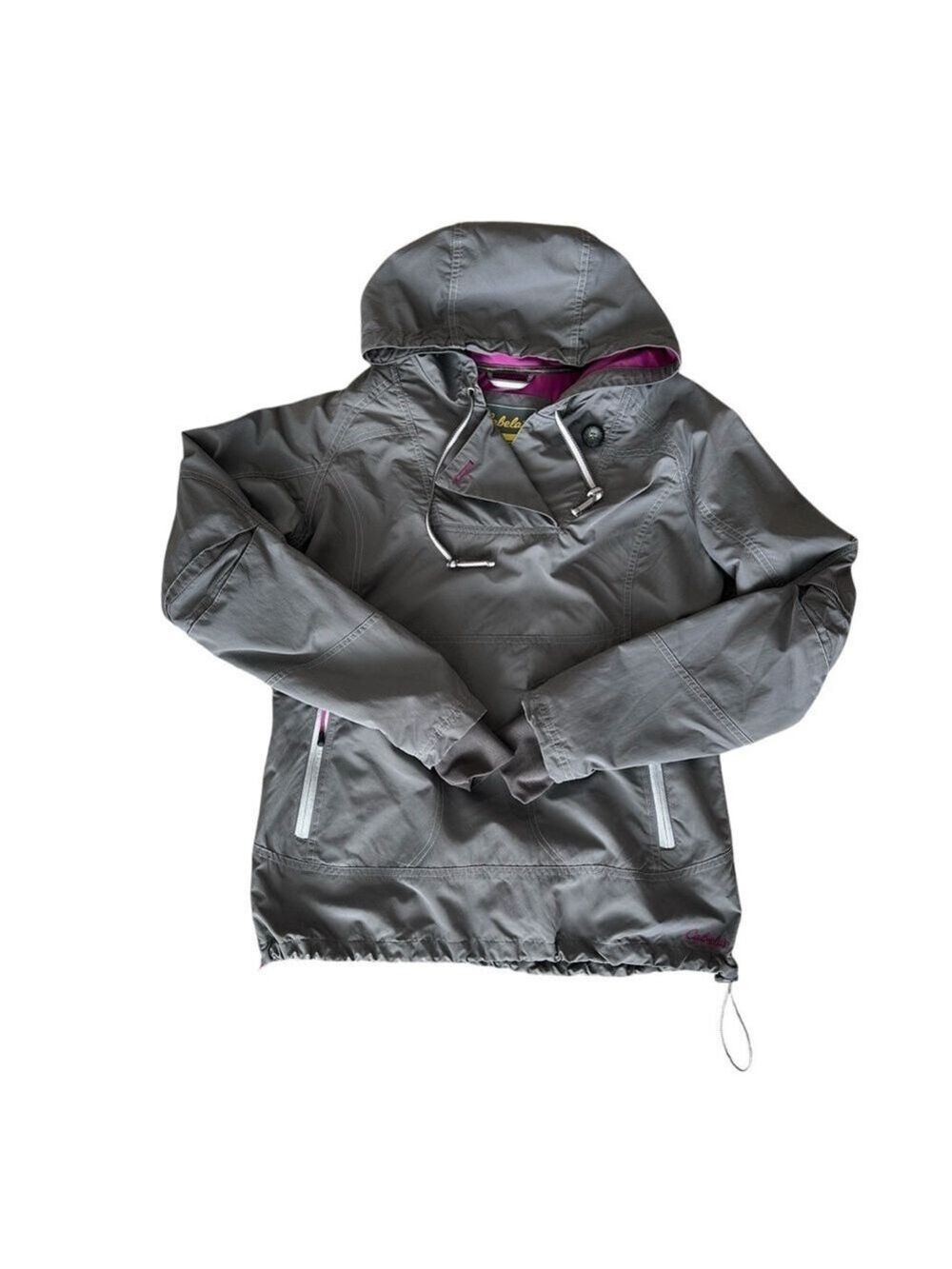 Cabela’s Hooded Pullover Windbreaker Long Sleeve Gray Jacket Size Small